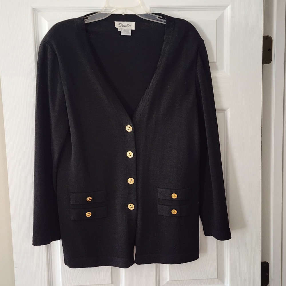 Women's Classic Knit Jacket/Cardigan by Toula with Signature Buttons